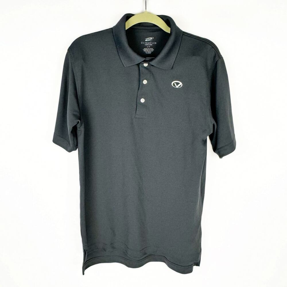 Ultra Club Cool‎ & Dry Golf Dark Gray Short Sleeve Button Up Polo Top Sz Small